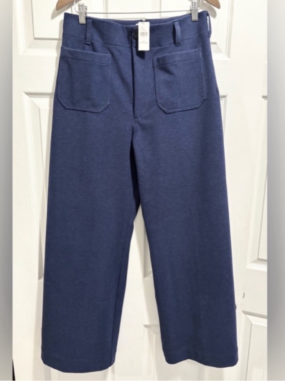 NWT Anthropologie MAEVE The Colette Pant Brushed Knit Wide Leg Blue Crop Sz 31 T - Picture 9 of 16